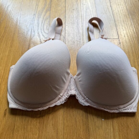 Olga Size 36DD Beige Butterscotch Lavish Lift Lace Trim Padded Underwire Bra - Picture 4 of 15